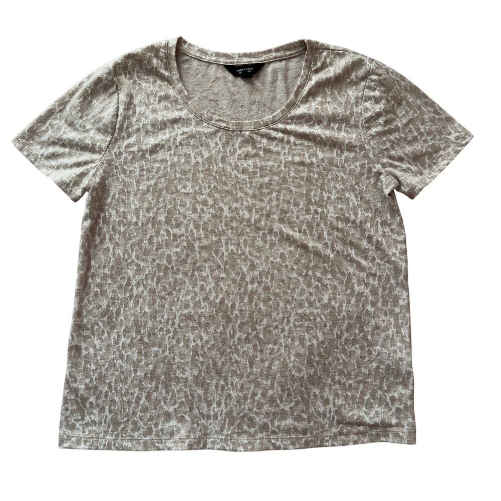 Simply Vera Vera Wang Animal Print Tee Beige Short Sleeve Top Size M